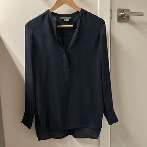 Vince navy blue silk tunic blouse, Sz 2